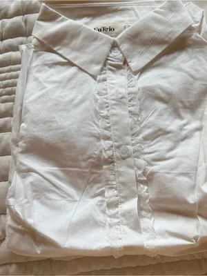 Futario vintage navy blue embroidered blazer white ruffle shirts XL thumbnail 7