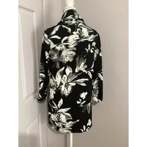 Carolina Belle Montreal Floral Open Front Blazer Jacket Black White S thumbnail 4