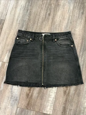 We the Free skirt jean mini skirt ZIP IT UP Free People size 26 thumbnail 4