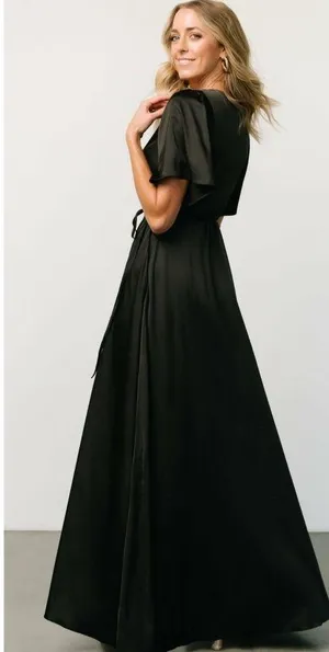 Baltic Born Vara Satin Maxi Wrap Dress Short Sleeve New Without Tags thumbnail 2