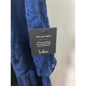 Lulus Navy Blue Make It Mesmerizing Jacquard Tiered Midi Dress Sz.L NWT thumbnail 9