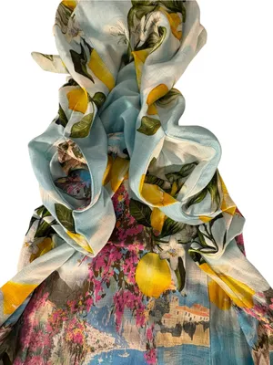 Paper Heart Lemon Amalfi Coast Tie Back Maxi Dress M Italian Summer Resort thumbnail 8