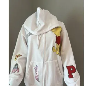 DISNEY Winnie The Pooh Women's Full Zip Sweatshirt Hoodie XL White NWT #33 thumbnail 5