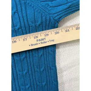St. John's Bay Cable Knit Crew Neck Pullover Sweater Blue Cotton Nylon L thumbnail 4