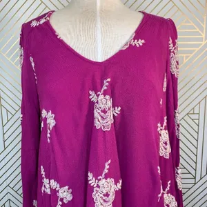 Free People Embroidered‎ Austin Mini Dress Purple thumbnail 4