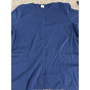RX Gear Women's Navy Blue Long Sleeve Snap Button down Scrub Top Size‎ Medium thumbnail 4