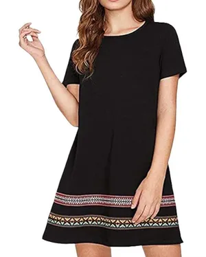 Boho Mini Dress Embroidered Hem Size S thumbnail 1