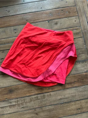 Lululemon Asymmetrical Layered High Rise Tennis Skirt Skort Pink Orange 2 thumbnail 6