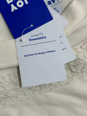 JoyLab Cream Lace-Detail Sweatshirt — Women’s XL — Loose Fit — New with Tags thumbnail 6