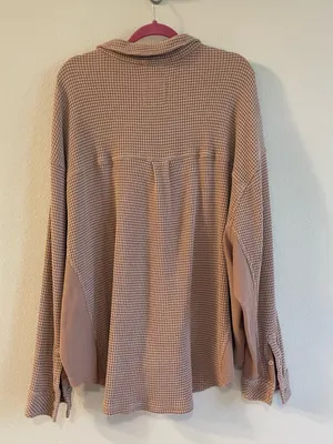 Aerie LumberJane Waffle Shirt Oversized Shacket in Beach Dune Size XXL thumbnail 5