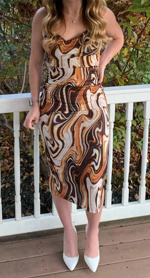 Endless Blu Tie Dye Dress Brown thumbnail 1