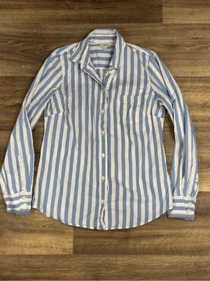 J. Crew Striped Blue White Button Up Shirt Women’s Small thumbnail 2