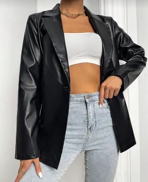 SheIn Feaux leather jacket thumbnail 1