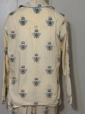 The Cat’s Pajamas Luxe Pima Queen Bee Honey Bee Pajama Set Size S thumbnail 7