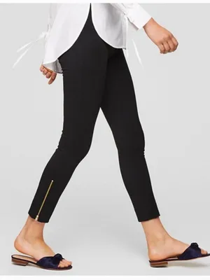 LOFT Women's High Waist Ponte Stretch Black Ankle Zip Legging Trouser‎ Cropped thumbnail 1