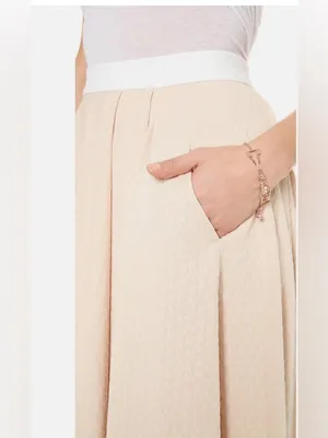 Torn by Ronny Kobo Almond May‎ Textured Lena Pleated Midi Skirt size Medium thumbnail 6