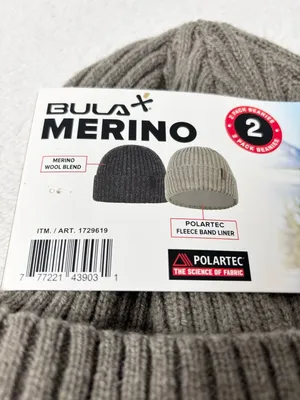 Bula‎ Merino Wool Polartec Fleece Band Liner Unisex Rib Knit Beanie Set of 2 thumbnail 4