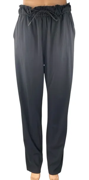 Lululemon Black Elastic Waist Straight Leg Activewear Paperbag Trousers Pants 8 thumbnail 1