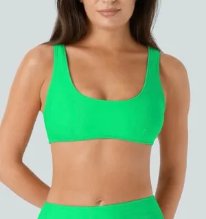 Halara Women's Bikini Bathing Suit Top Neon Green Sporty Size XS Cruise Vacation thumbnail 1