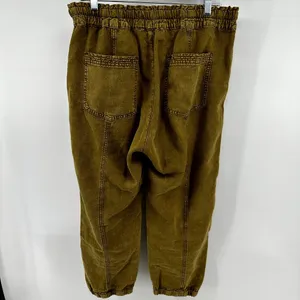 Anthropologie Rhys Utility Jogger Linen Pants High Rise Tapered Moss Green Large thumbnail 6