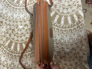 Dooney & Bourke 80s Taupe Pebbled Leather Crossbody with Tan Trim thumbnail 14