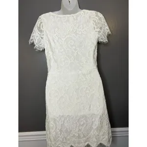 STORIA Last First Kiss Dress Womens Small White Lace Sheath Mini Wedding Party thumbnail 6