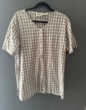 Northern Reflections Vintage Cottage Country L Plaid Cotton Button Shirt V-Neck thumbnail 1