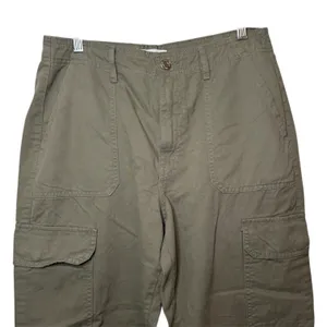 Zara Olive Green Cargo Pants Utility‎ Workwear Straight Leg Cotton Pockets Sz 8 thumbnail 3