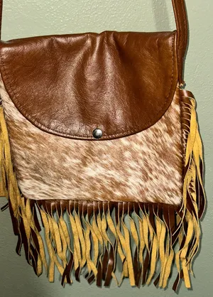 W + C Fringe Cowhide Crossbody Purse thumbnail 1