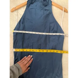 Lulus Exceptional Status Blue Halter Backless Slip Midi Dress Size Medium Gala thumbnail 8