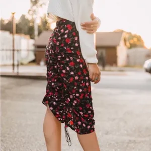 NWOT FOR LOVE & LEMONS Molly Skirt Floral Rose Ruched thumbnail 4
