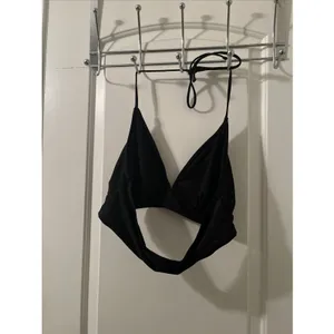 Women's Size 1XL Black Swim Top Tie Back Spaghetti Straps thumbnail 7