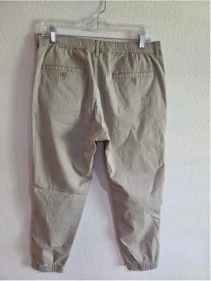 Women’s Tan Chino Jogger Pants Elastic Waist Cuffed Khaki Size 10/12 W-162 thumbnail 2