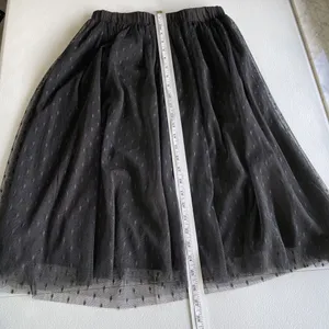 FOREVER 21 Womens M Pull On Mesh Party Skirt Black Lined Embroidered Dots thumbnail 6