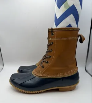 Land's End Women's Sz 8 Leather and Blue Rubber Duck Boots 502426‎ thumbnail 1