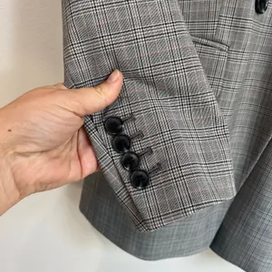 LOFT Blazer Size 2 Gray Plaid Double Breasted Career Office‎ Jacket thumbnail 3