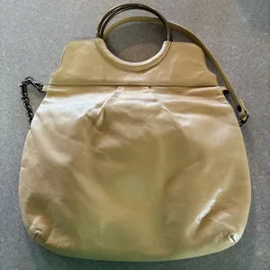 Vintage Hobo Yellow Leather Ring Handle Boho Chic Preppy Coastal Crossbody M thumbnail 1