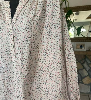 Old Navy Ditsy Floral Oversized Corduroy Tie Sleeve Top Womens size XL Cotton thumbnail 2