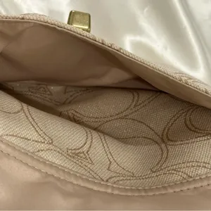 Coach Signature Penelope Purse Linen Leather Crossbody Shoulder Bag Cream Gold thumbnail 9