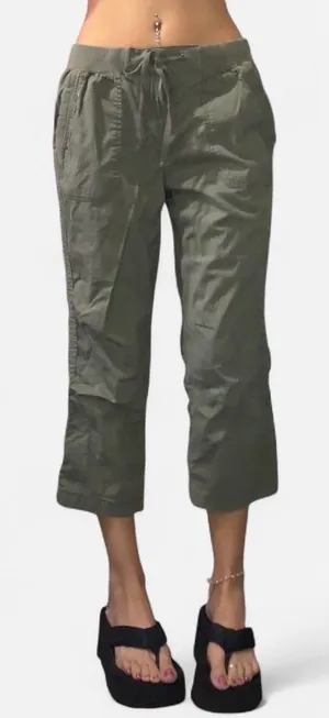 Y2K Olive Green Drawstring Capris thumbnail 1