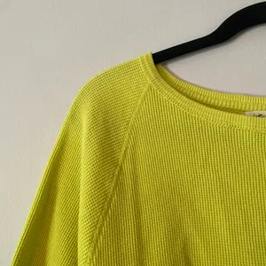 We The Free Chartreuse Waffle Knit Long Sleeve Shirt Boho Cotton Women's Small thumbnail 3