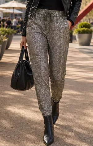 Free for Humanity‎ Womens Pants Sz OS Olive Green Silver Digital Sweatpants NEW thumbnail 1