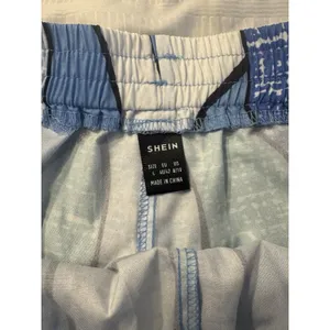 Shein Blue Shorts White Geometric Drawstring Waist Summer Beach Pool Large Women thumbnail 3