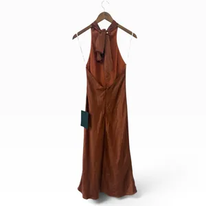 Lulus Exceptional Status Rust Halter Backless Slip Midi Dress size XS NWT thumbnail 4