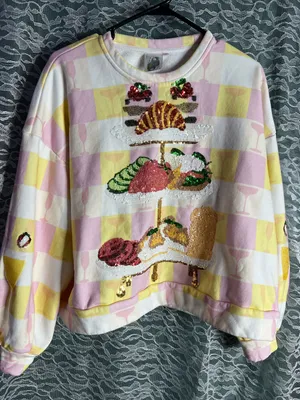Queen of Sparkles Thanksgiving Feast Dinner Cocktail Party Sequins Sweater XS thumbnail 1