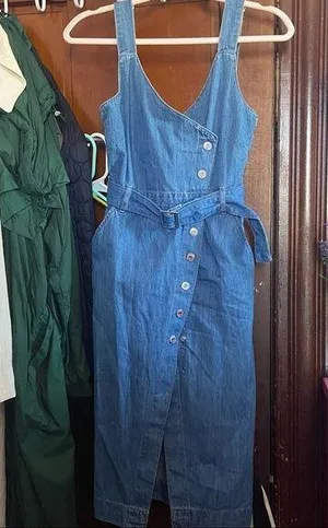 H&M Denim Snap Asymmetrical Crossover Dress w/Belt thumbnail 1