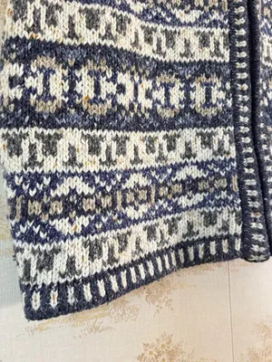 Vintage 90s St. John's Bay Blue White Fair Isle Wool Zip Sweater Vest L thumbnail 8