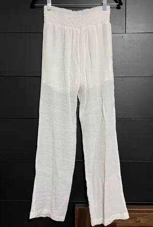 PAPER CRANE White Linen Straight Leg Pants Beach Casual Dressy Women’s S NWOT thumbnail 3