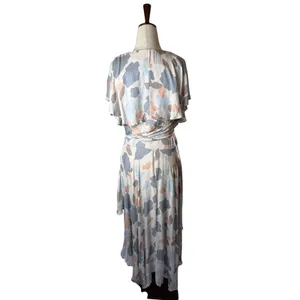 Free‎ People Faye Printed Wrap Maxi Dress Women S Cream Gray Flowy Boho Cottage thumbnail 8