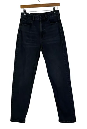 American Eagle Curvy Mom Jeans Womens 6 Black Stretch High Rise Tapered Grunge thumbnail 1
